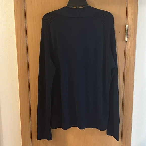 Fairbault Woolen Mill Co Wool Ribbed Quarter Zip Sweater New Navy Blue Size XL